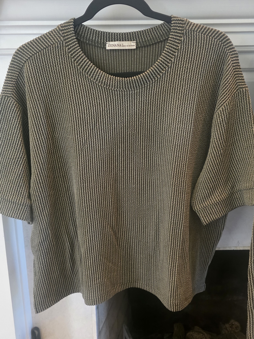 Zenana Outfitters Olive Ribbed Knit Crewneck Top & Drawstring Pants Set - Picture 2 of 4